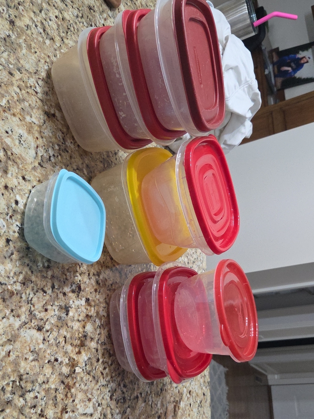 Assorted Plastic Food Storage Containers with Colored Lids - Multi-Color
